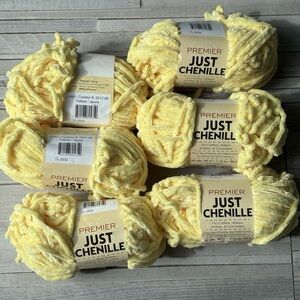 6 Skeins Premier Just Chenille Yarn Yellow Lot 2532